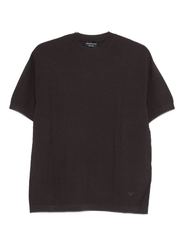 Emporio Armani Knitted T Shirt With Chevron Texture For Men Premium Topwear All Season Comfort