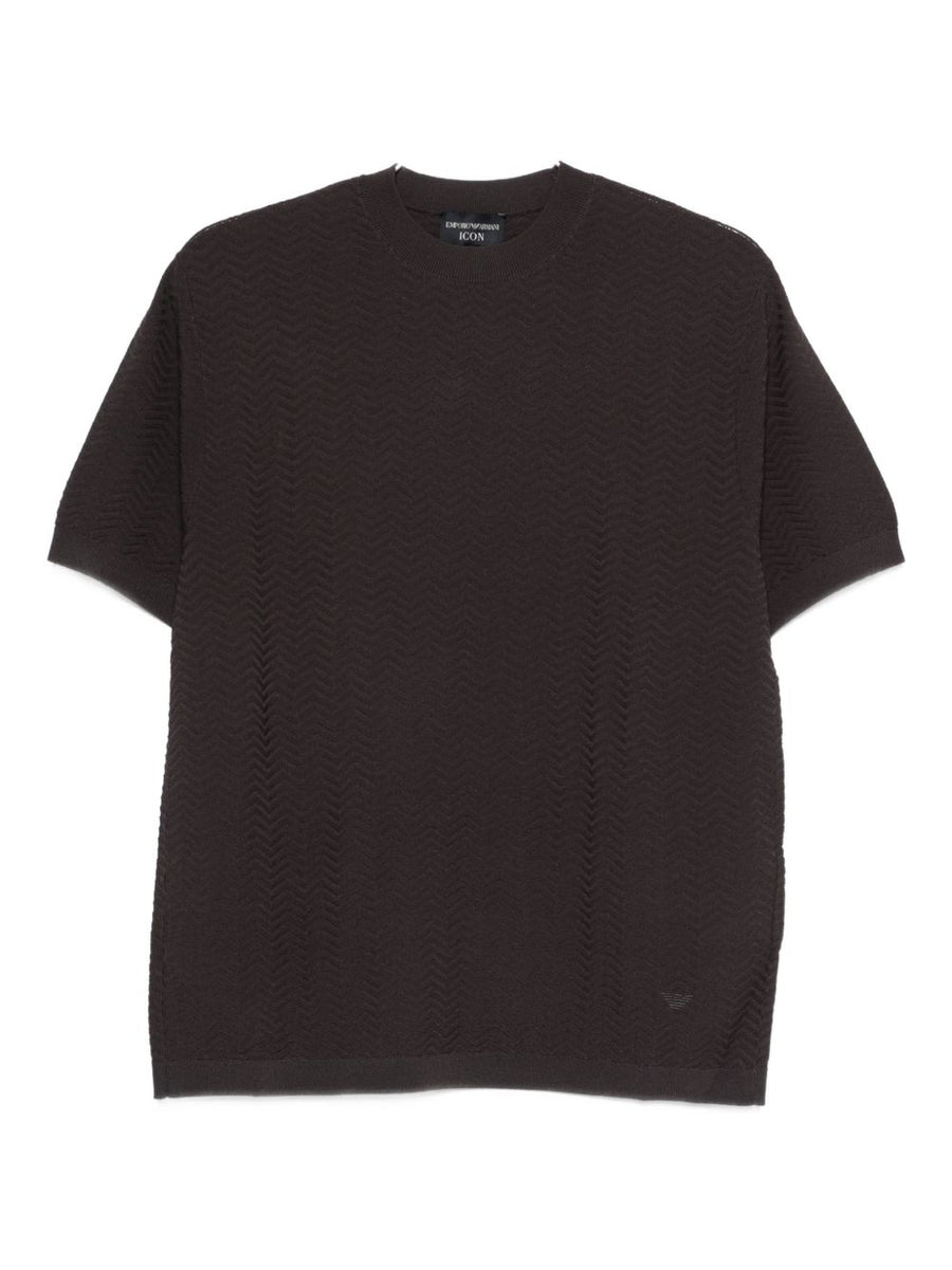 Emporio Armani Knitted T Shirt With Chevron Texture For Men Premium Topwear All Season Comfort