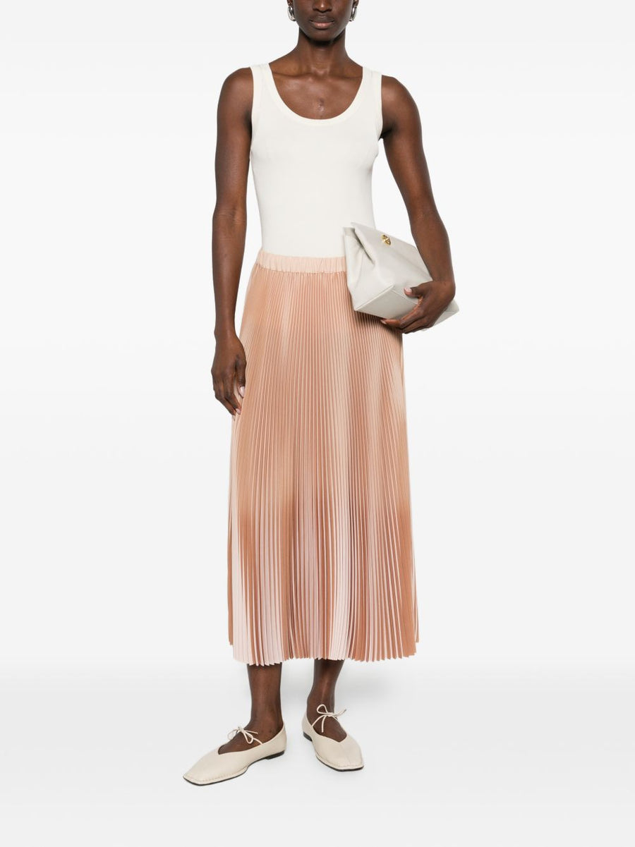 Fabiana Filippi Pleated Long Skirt for Women Orange Polyester Structured Tailored Elegance