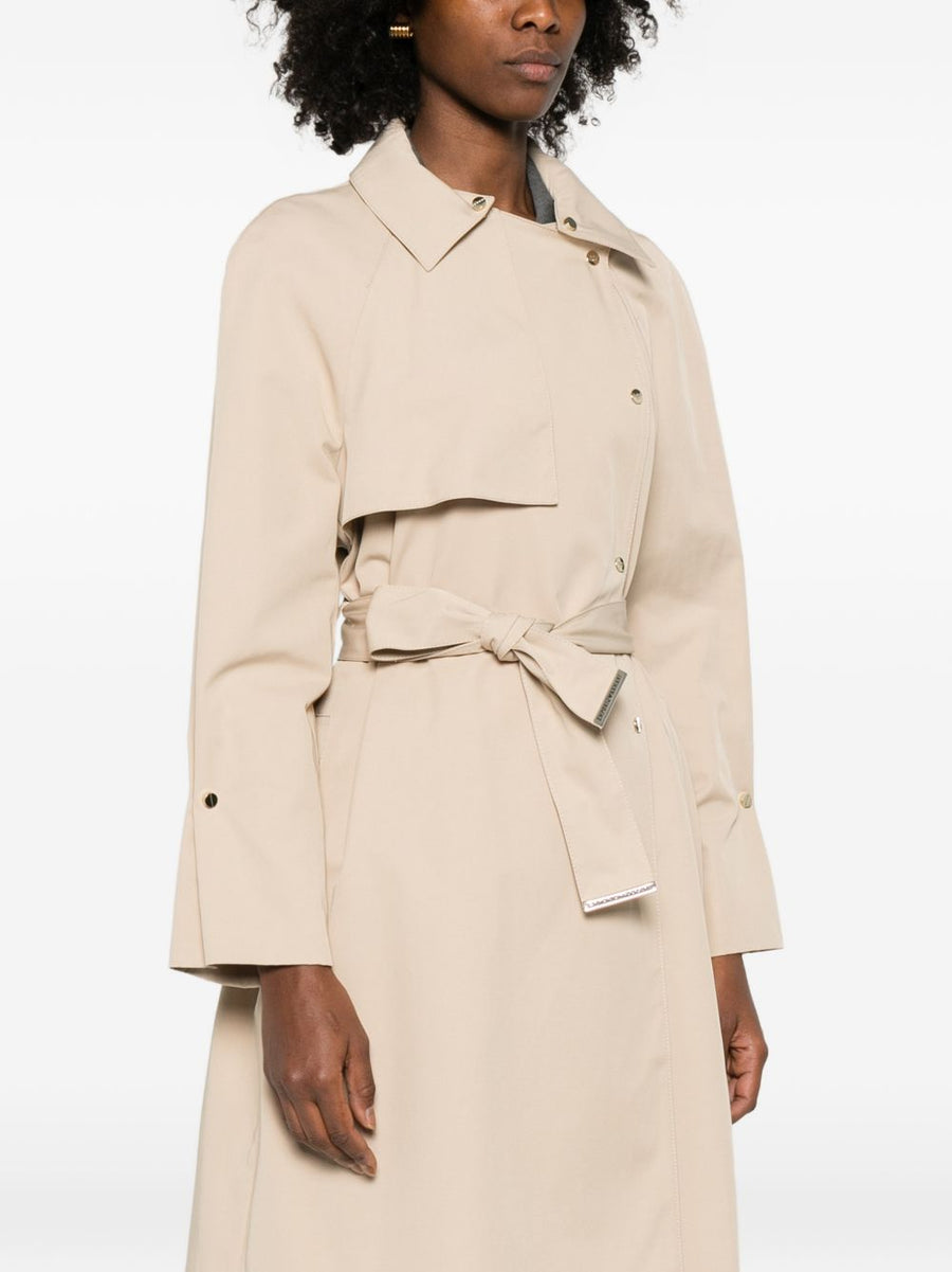 Emporio Armani Cotton Blend Trench Coat For Women Lightweight Beige Luxury Outerwear
