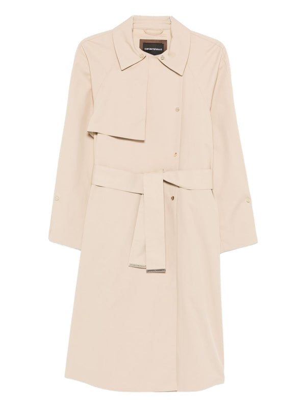 Emporio Armani Cotton Blend Trench Coat For Women Lightweight Beige Luxury Outerwear