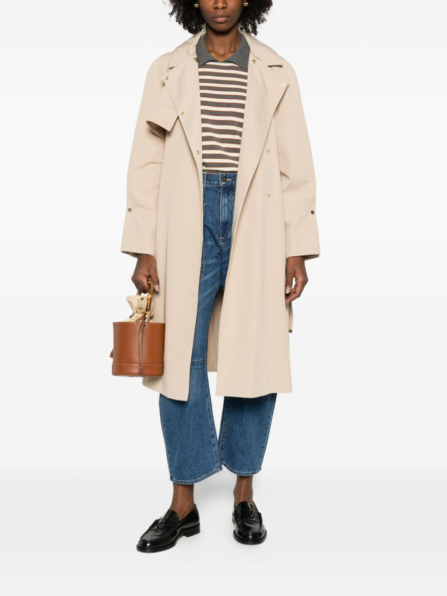 Emporio Armani Cotton Blend Trench Coat For Women Lightweight Beige Luxury Outerwear
