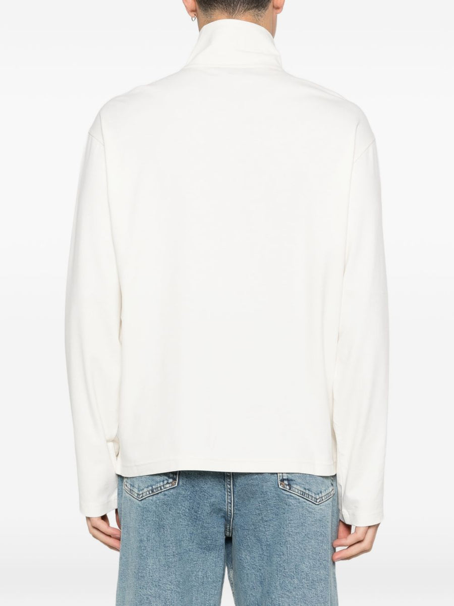 Emporio Armani Half Zip Pullover For Men, White Luxury Topwear Versatile Smart Casual Layering