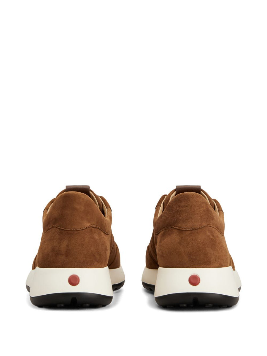 Tod's Red Dot Pashmy Suede Sneakers For Men With Elastic Laces Leather Trim And Red Dot Detail Premium