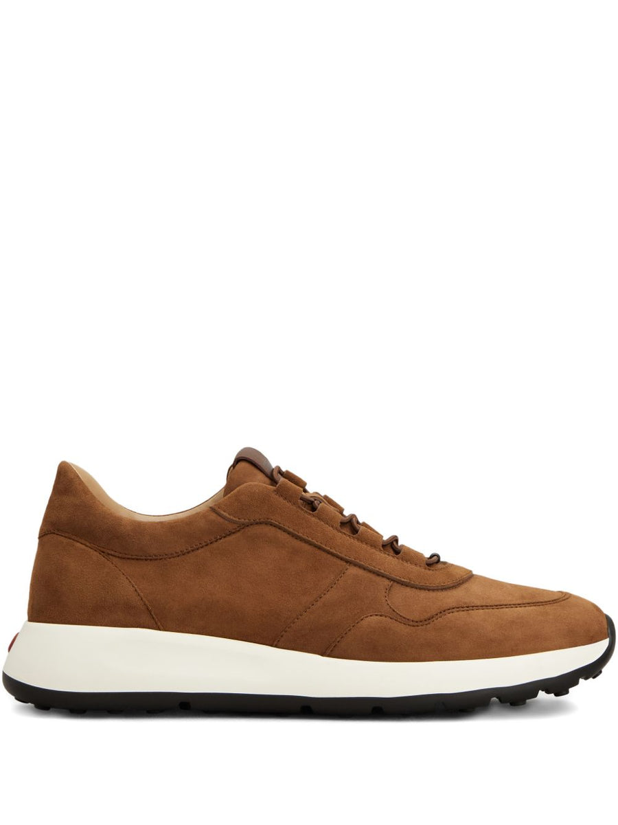 Tod's Red Dot Pashmy Suede Sneakers For Men With Elastic Laces Leather Trim And Red Dot Detail Premium