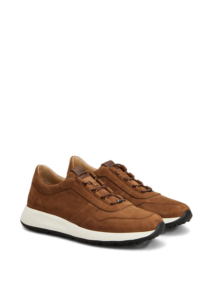 Tod's Red Dot Pashmy Suede Sneakers For Men With Elastic Laces Leather Trim And Red Dot Detail Premium