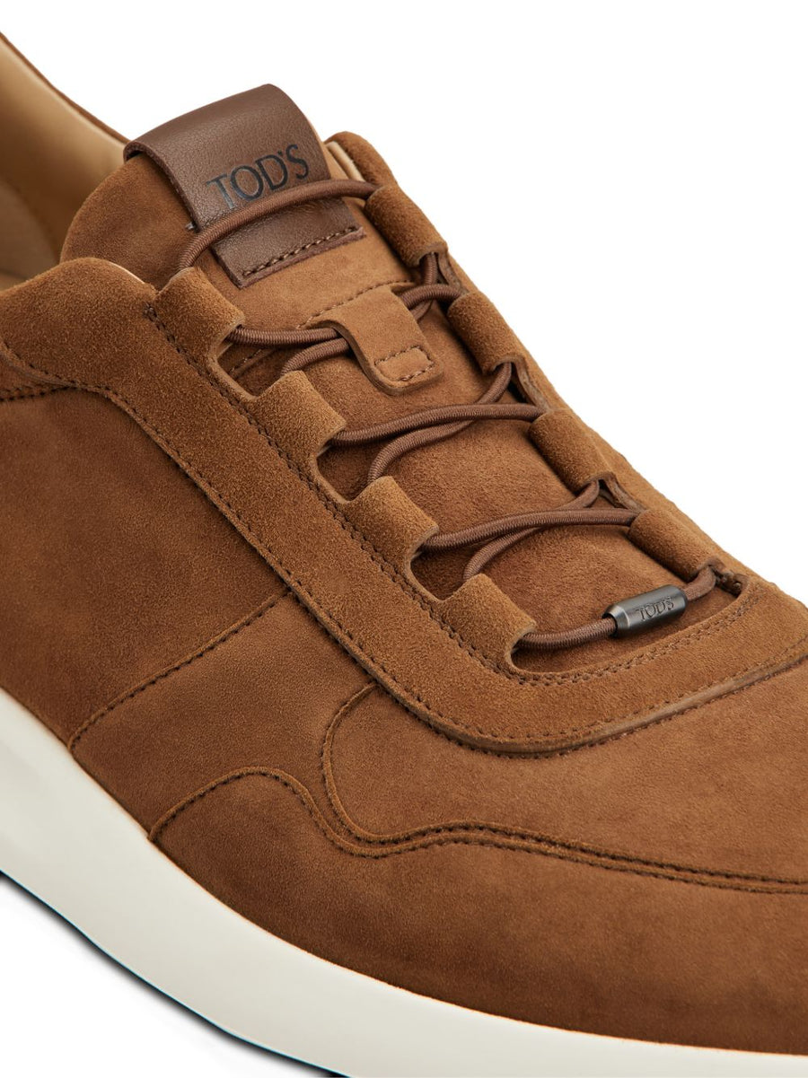 Tod's Red Dot Pashmy Suede Sneakers For Men With Elastic Laces Leather Trim And Red Dot Detail Premium
