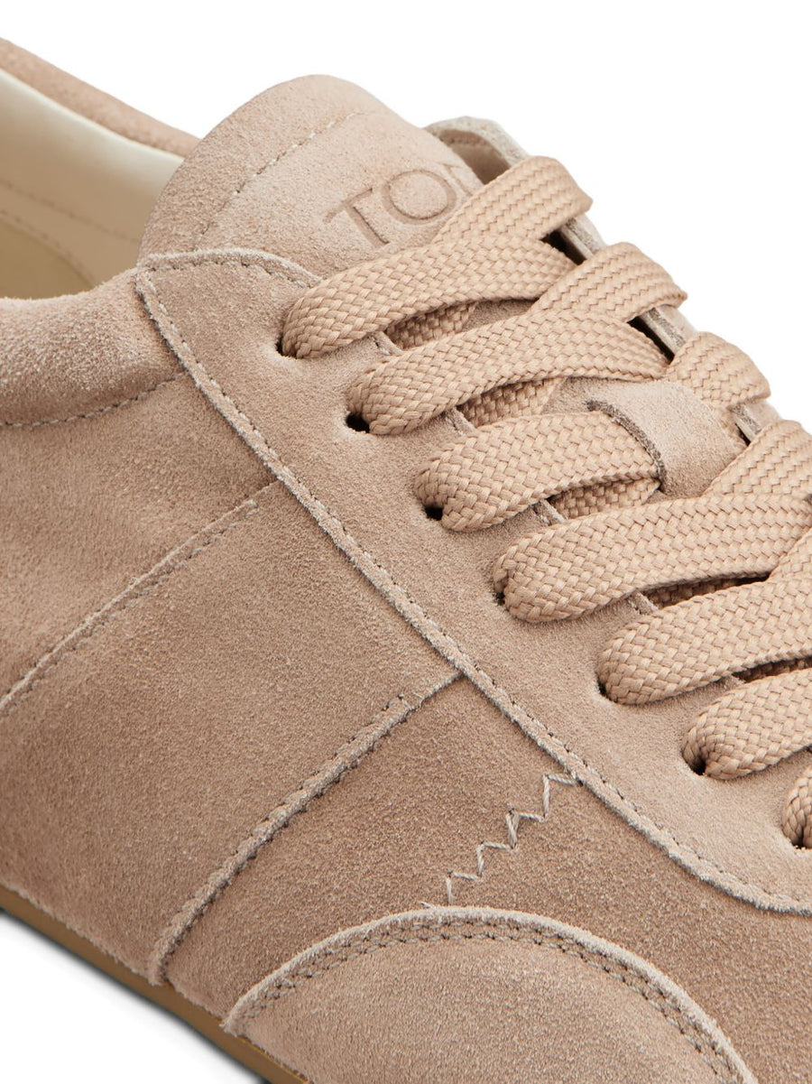 Tod's T Marathon Sneakers For Women Powder Pink Calf Suede Lace Up Luxury Everyday Comfort