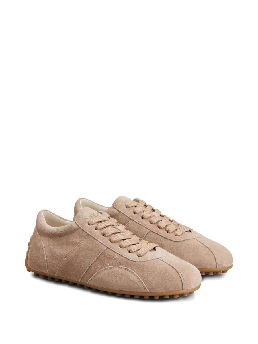 Tod's T Marathon Sneakers For Women Powder Pink Calf Suede Lace Up Luxury Everyday Comfort