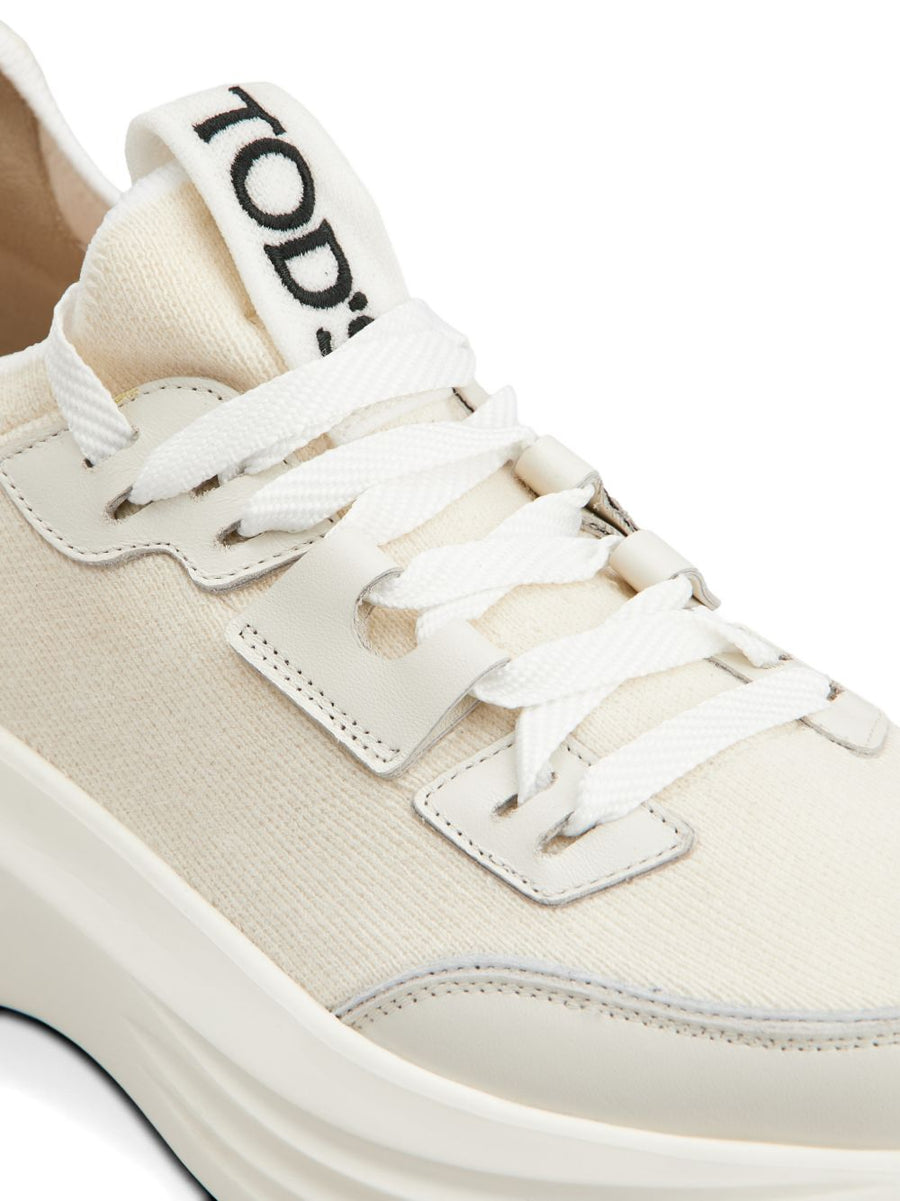 Tod's Grey Fabric Platform Sneakers For Women Elevated Comfort Refined Everyday Style
