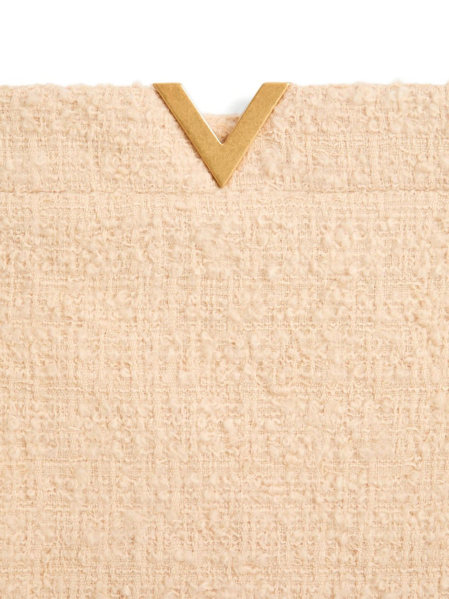 Valentino VLogo Signature Wool Skirt For Women Beige Wool Blend With Side Zip Closure
