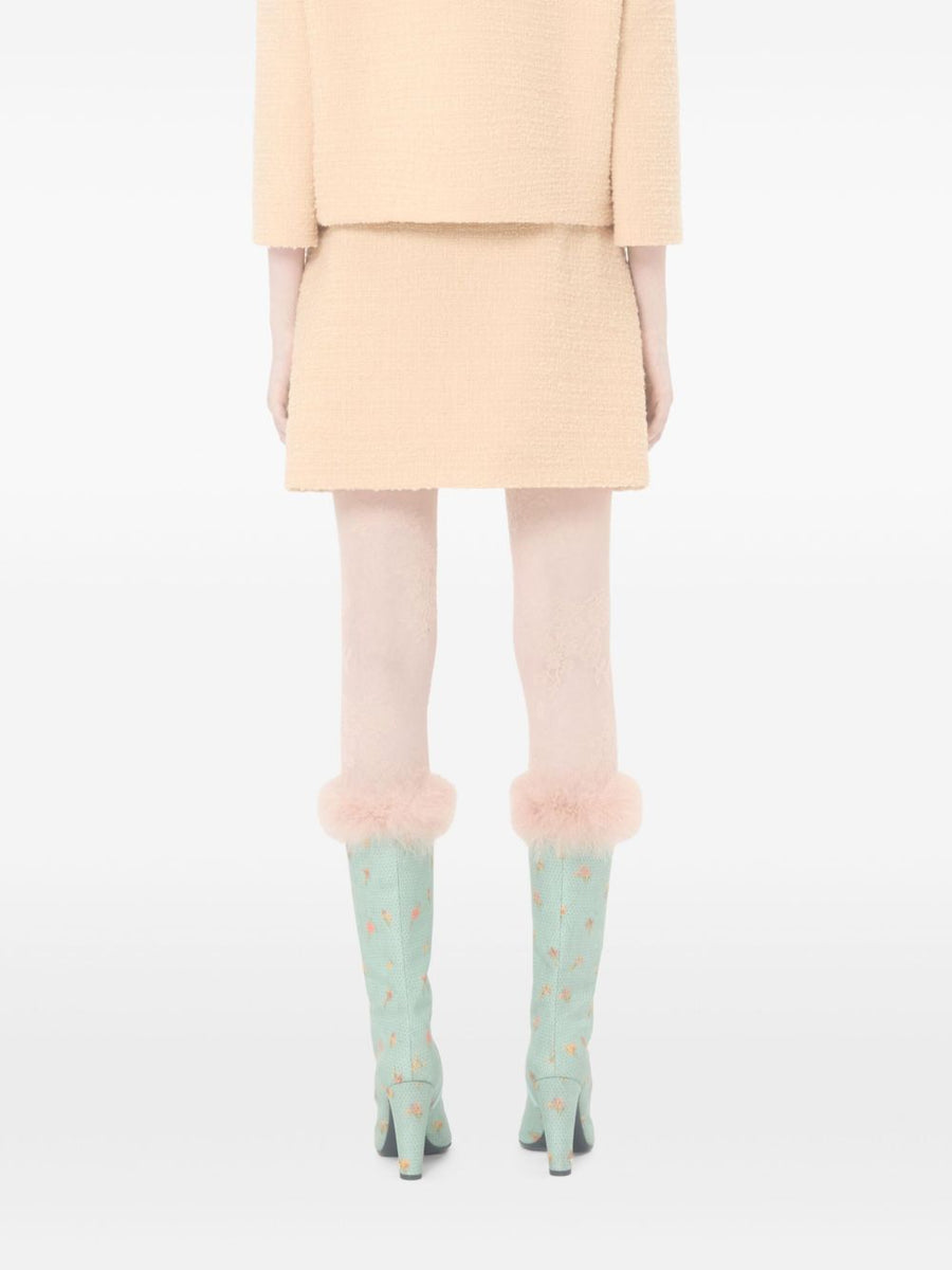Valentino VLogo Signature Wool Skirt For Women Beige Wool Blend With Side Zip Closure