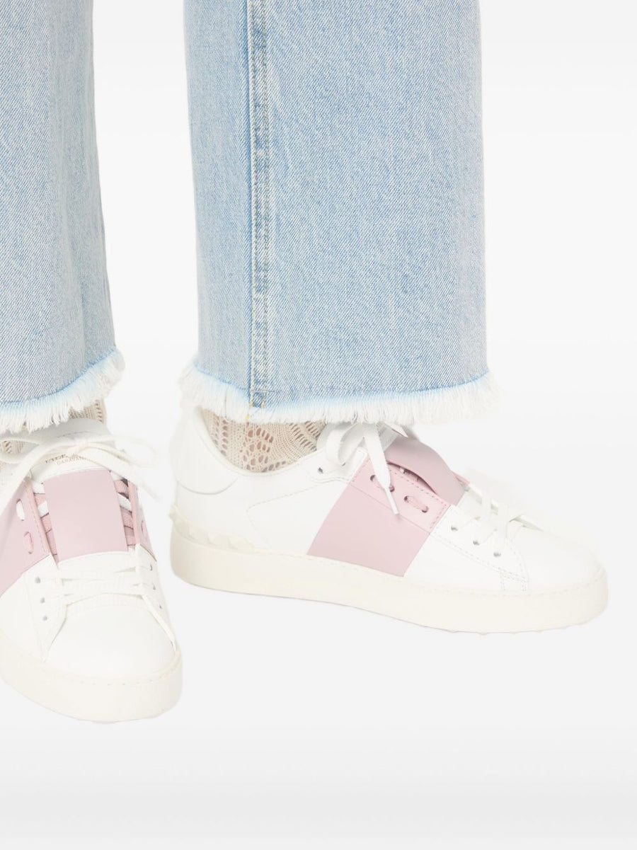Valentino Garavani Open Calfskin Sneaker For Women With Rockstud Detailing And Logo Print Tongue Luxurious Comfort