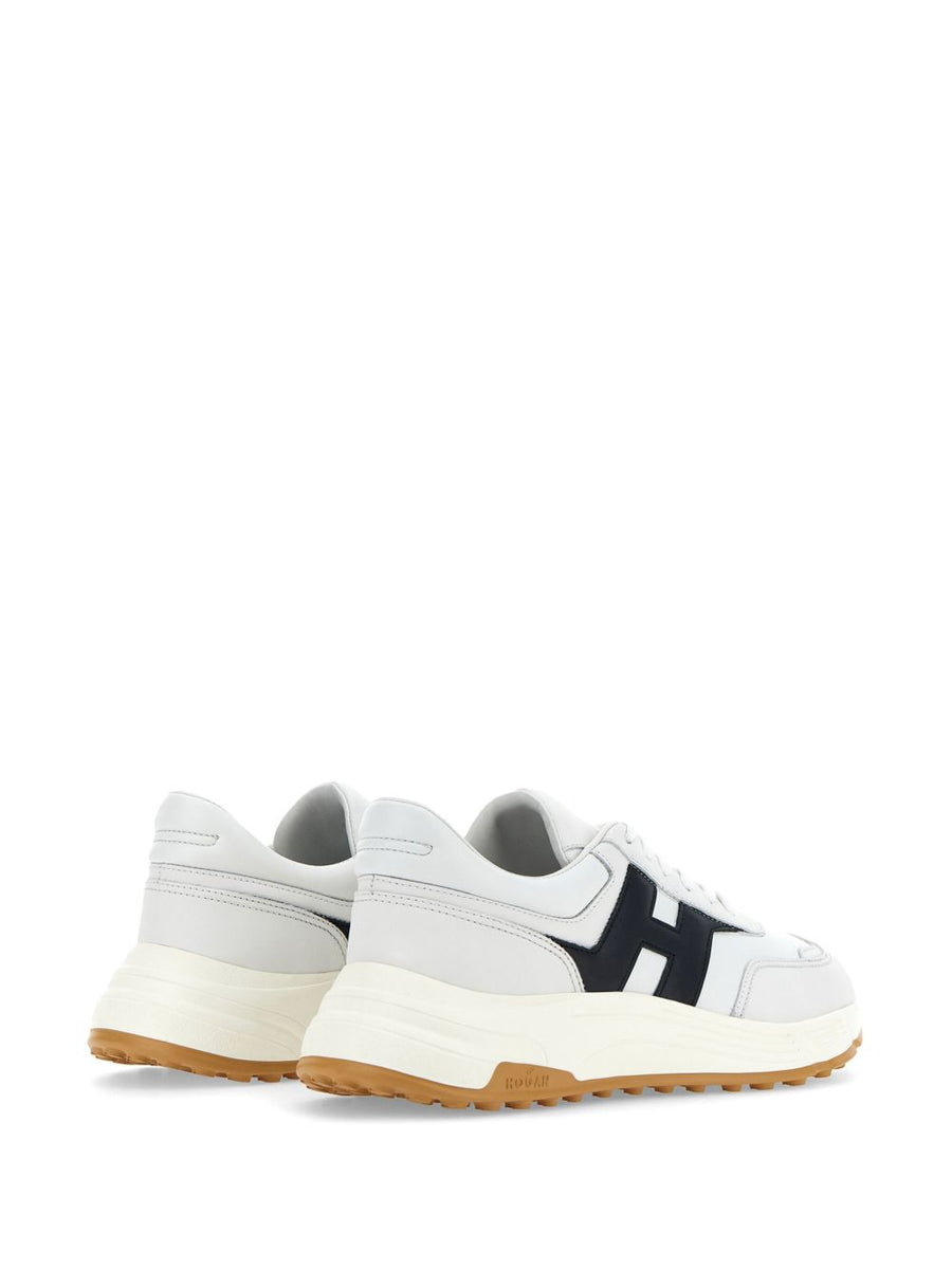 Hogan Hyperlight Sneakers for Men Premium White Calf Leather Lace Up Versatile Everyday Smart Casual Footwear