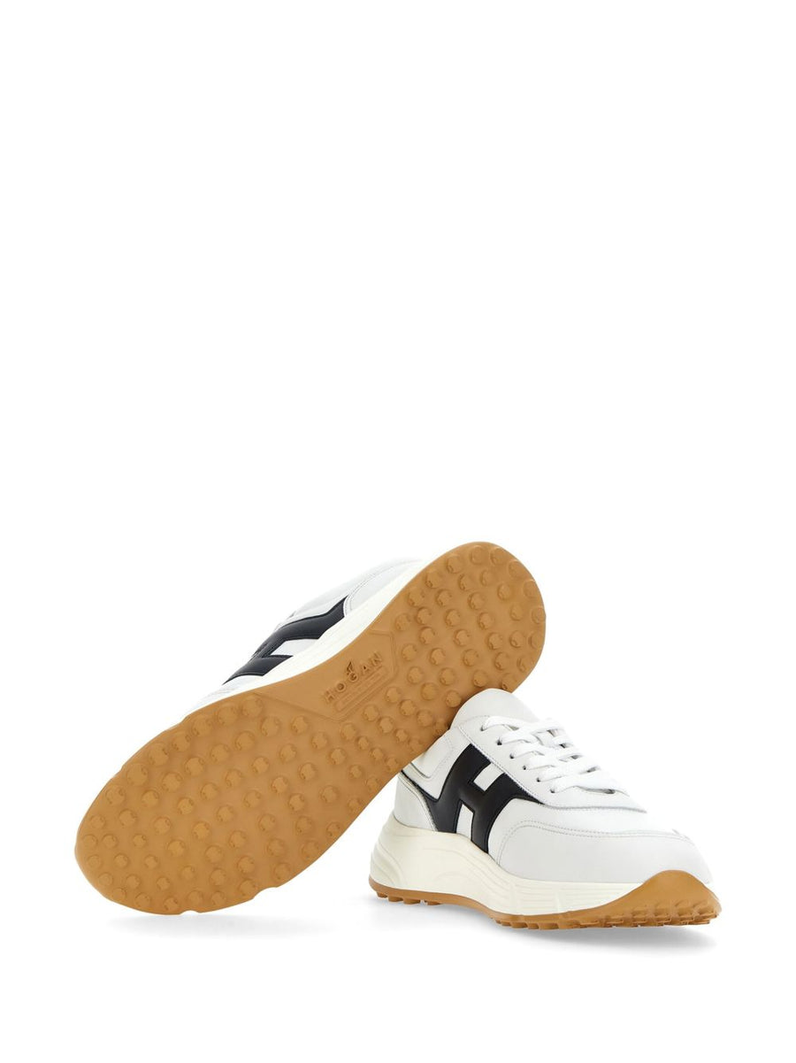 Hogan Hyperlight Sneakers for Men Premium White Calf Leather Lace Up Versatile Everyday Smart Casual Footwear