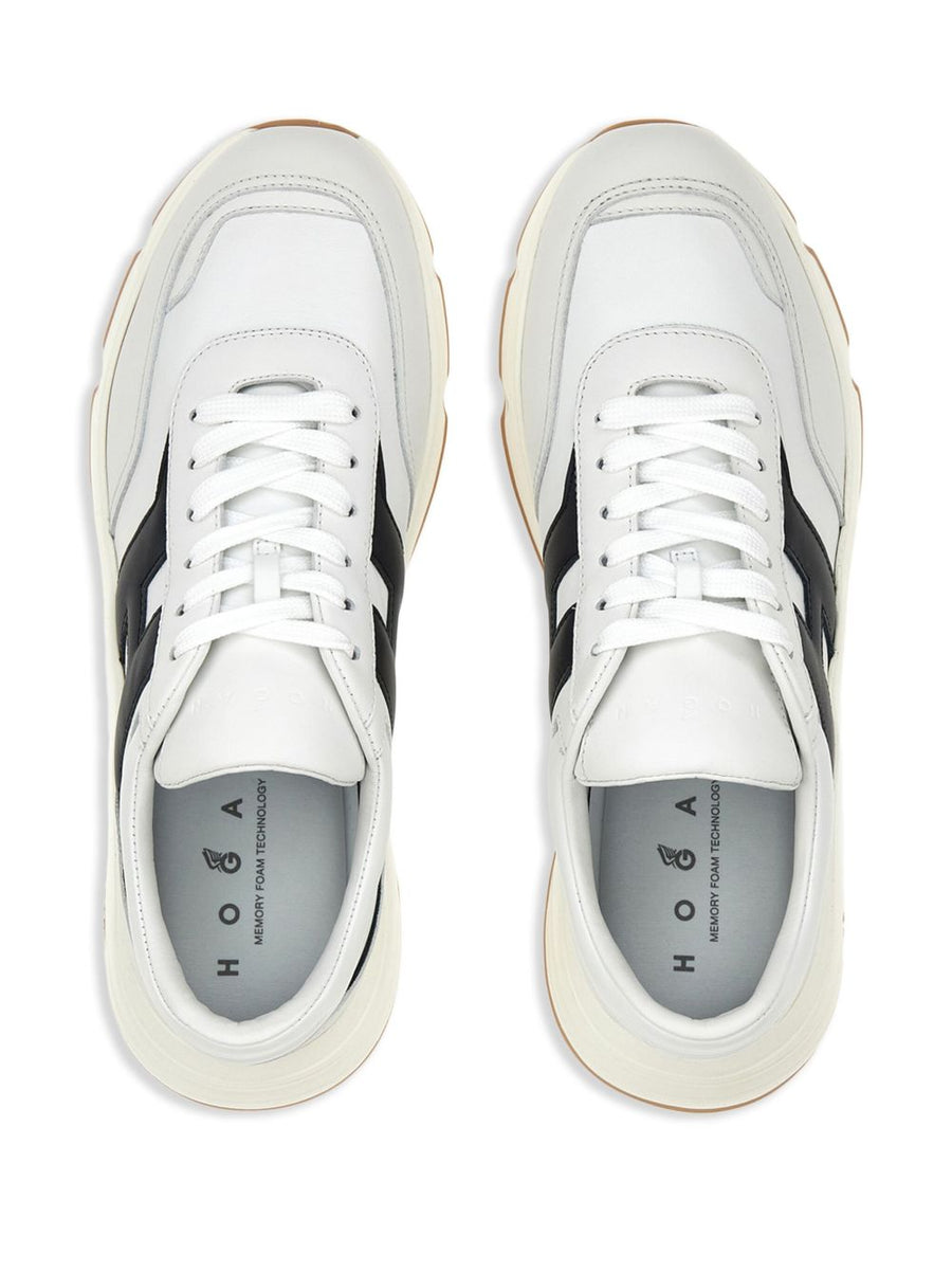 Hogan Hyperlight Sneakers for Men Premium White Calf Leather Lace Up Versatile Everyday Smart Casual Footwear