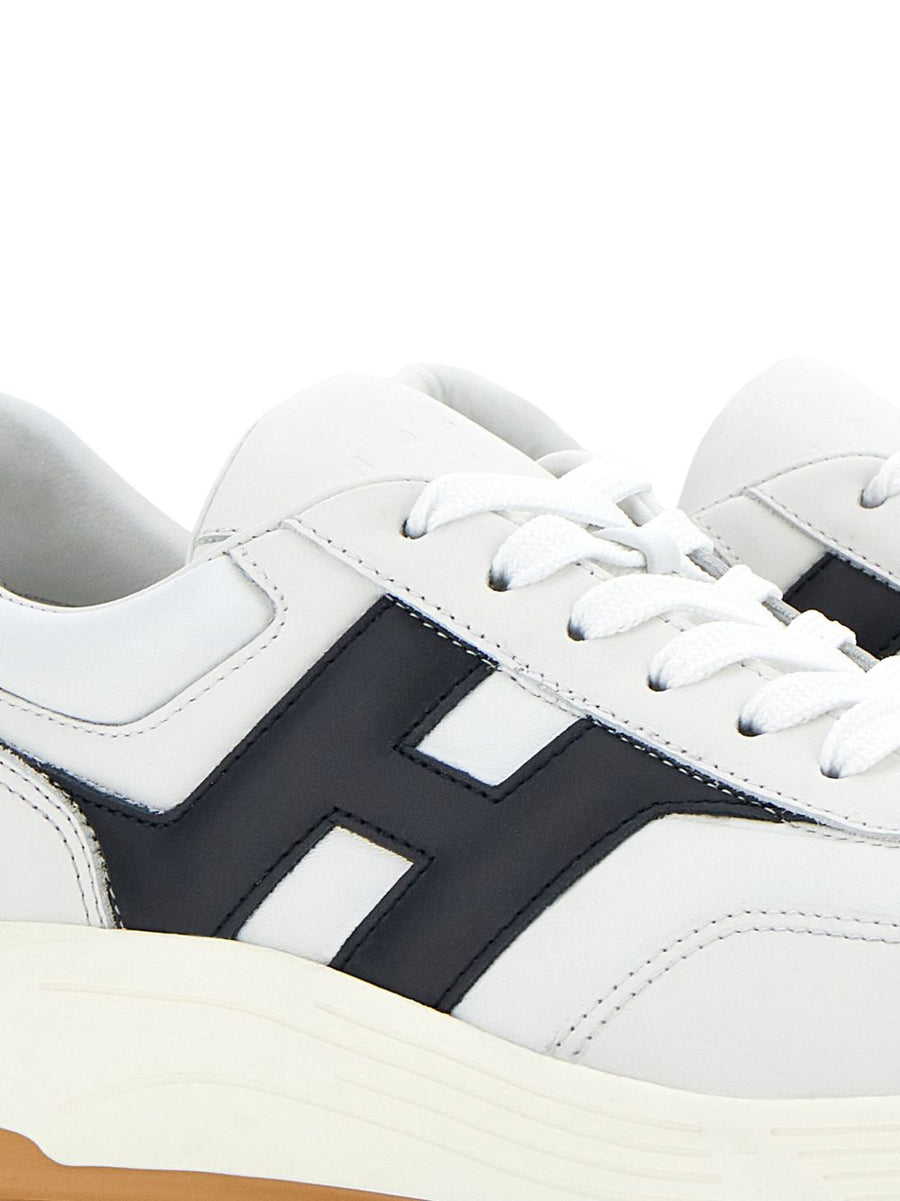 Hogan Hyperlight Sneakers for Men Premium White Calf Leather Lace Up Versatile Everyday Smart Casual Footwear