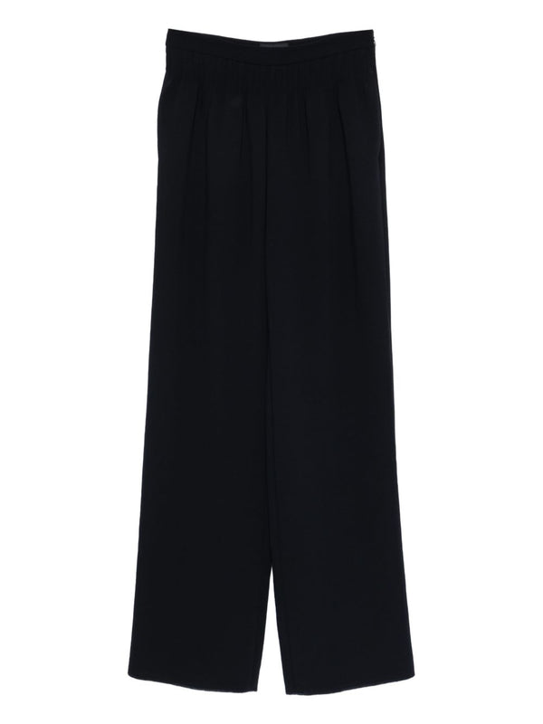 Emporio Armani Navy Elasticated Trousers With Wide Leg Silhouette And Slip Pockets For Women
