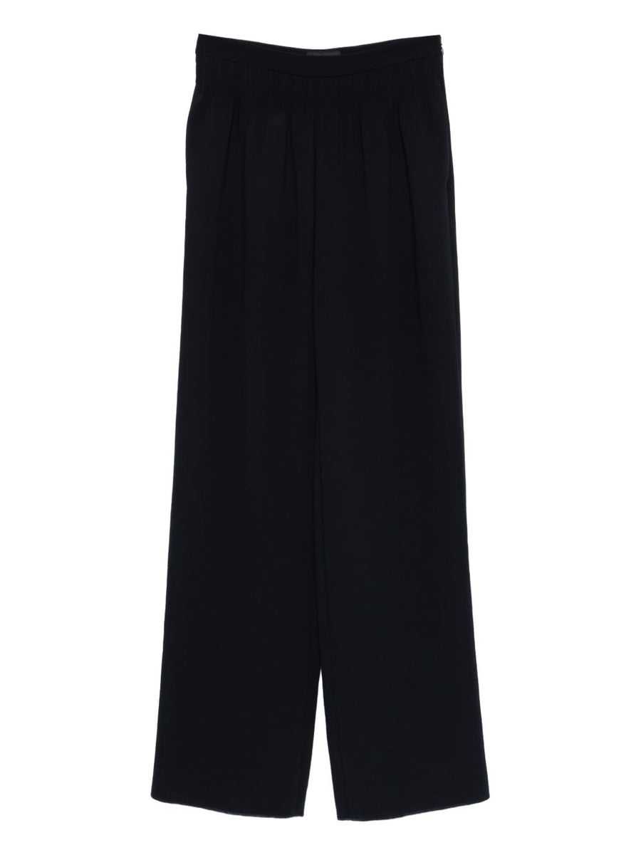 Emporio Armani Navy Elasticated Trousers With Wide Leg Silhouette And Slip Pockets For Women