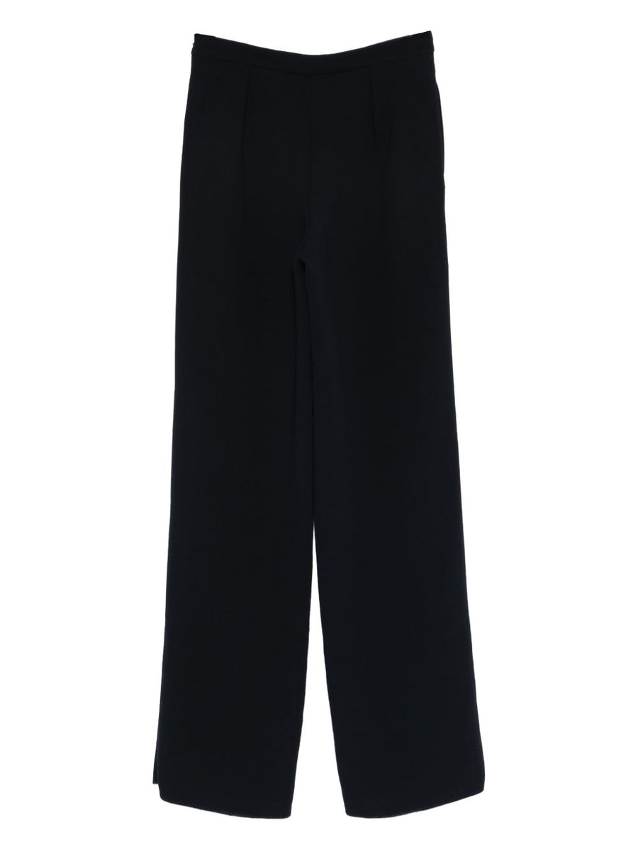 Emporio Armani Navy Elasticated Trousers With Wide Leg Silhouette And Slip Pockets For Women