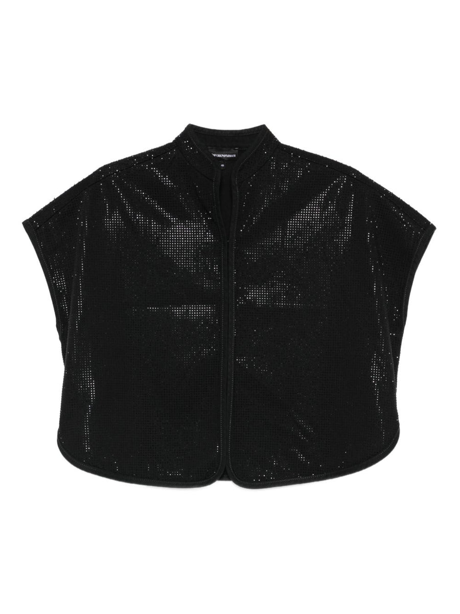 Emporio Armani Studded Cropped Top For Women Bold Edgy Lyocell Cotton Blend Luxurious