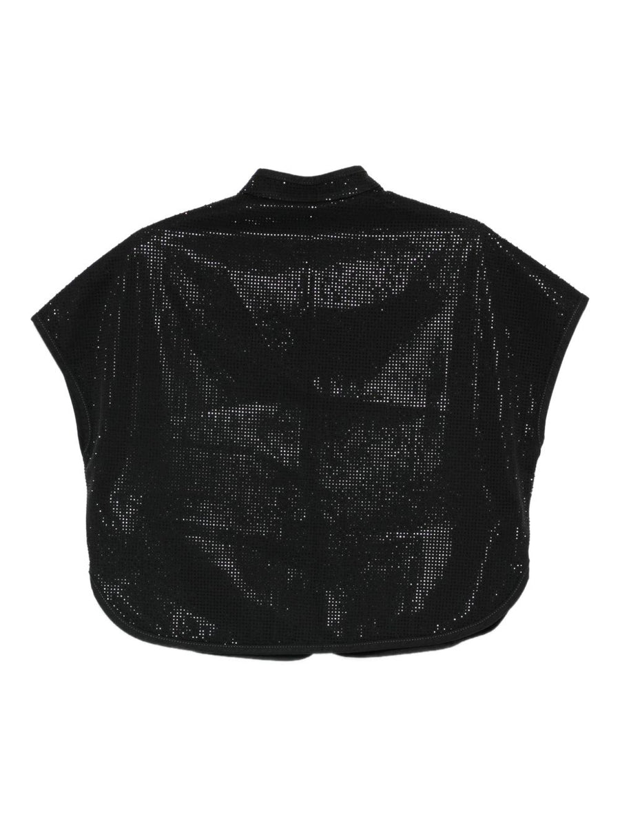 Emporio Armani Studded Cropped Top For Women Bold Edgy Lyocell Cotton Blend Luxurious