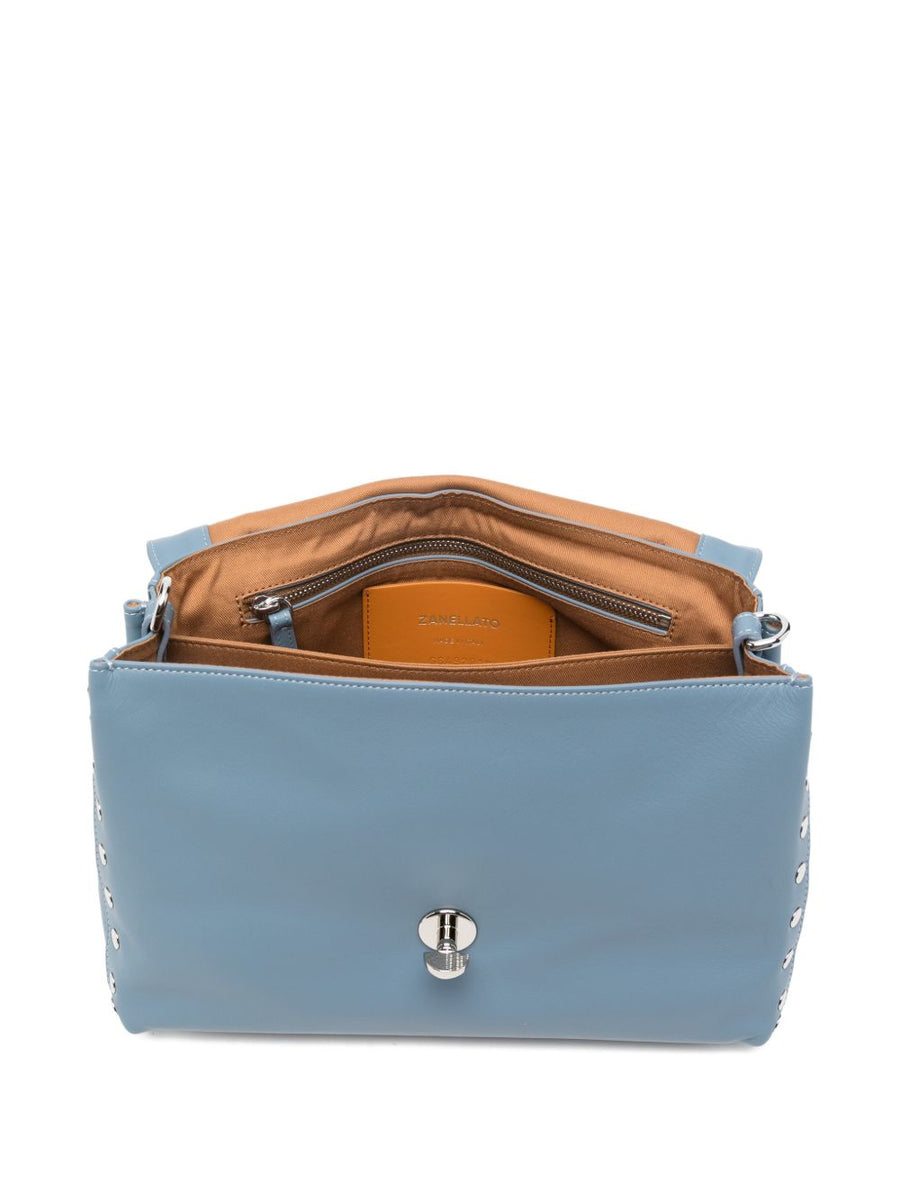 Zanellato Postina Small Bag Luxury Compact Blue Zelante Leather Turn Lock for Women