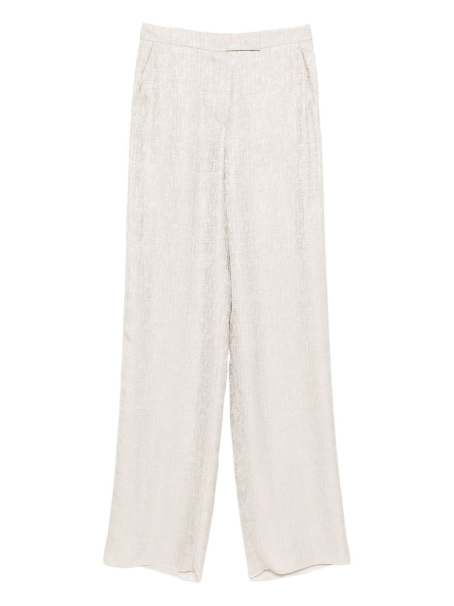 Emporio Armani Beige Viscose Straight-Leg Trousers For Women With Sand-Textured Finish