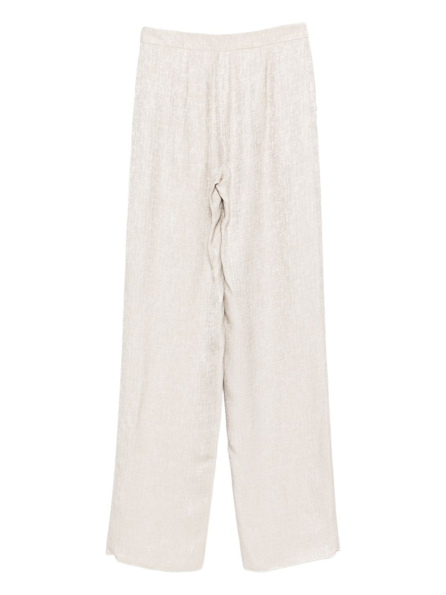 Emporio Armani Beige Viscose Straight-Leg Trousers For Women With Sand-Textured Finish
