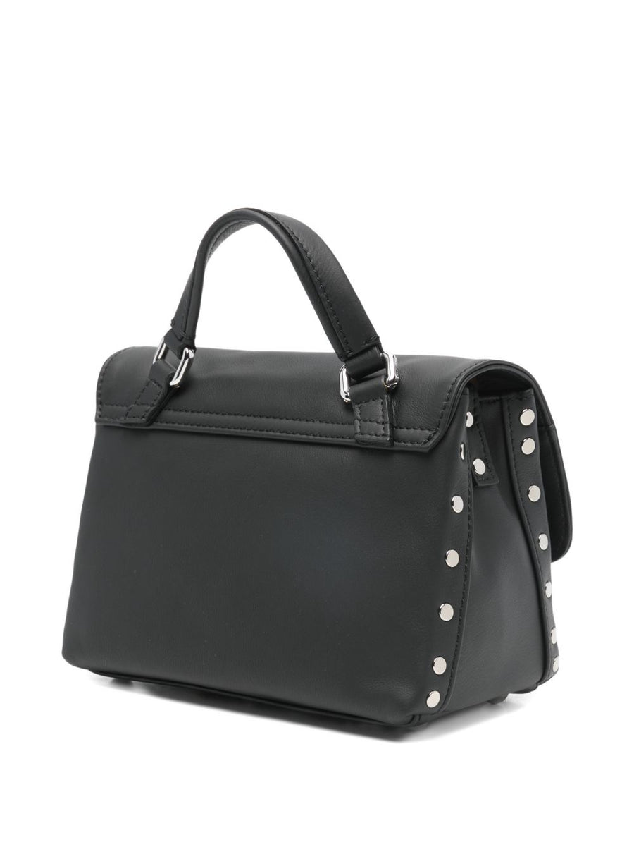 Zanellato Postina Baby Bag Black Lavagna Leather Studded Details For Women Compact Everyday Luxury