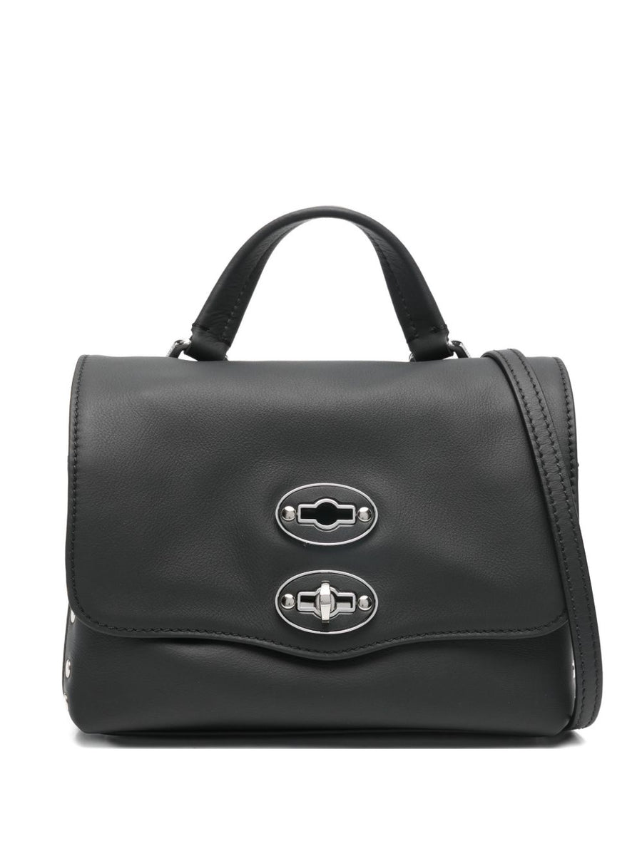 Zanellato Postina Baby Bag Black Lavagna Leather Studded Details For Women Compact Everyday Luxury