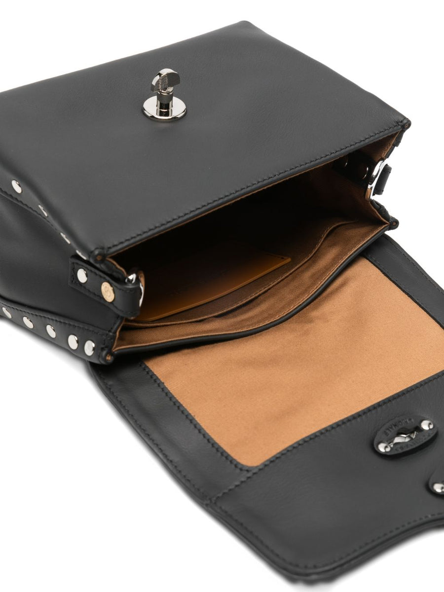 Zanellato Postina Baby Bag Black Lavagna Leather Studded Details For Women Compact Everyday Luxury