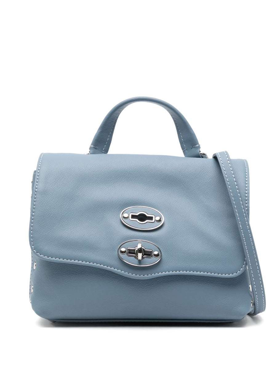 Zanellato Postina Baby Bag Smooth Blue Zelante Leather Top Handle Compact Luxury Handbag For Modern Women