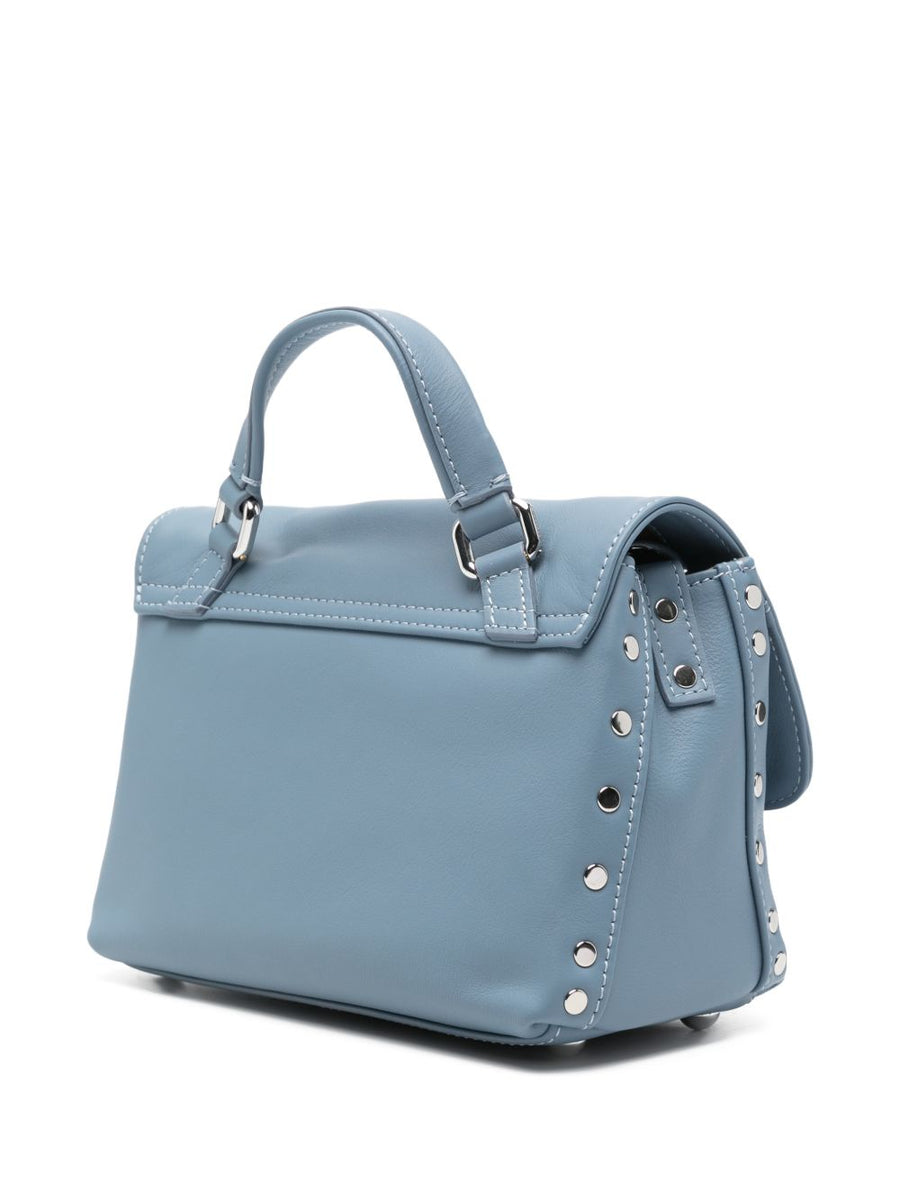 Zanellato Postina Baby Bag Smooth Blue Zelante Leather Top Handle Compact Luxury Handbag For Modern Women