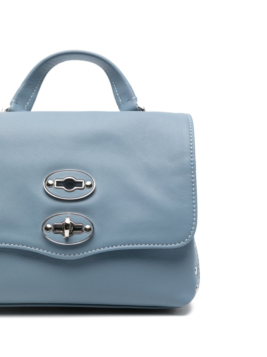 Zanellato Postina Baby Bag Smooth Blue Zelante Leather Top Handle Compact Luxury Handbag For Modern Women