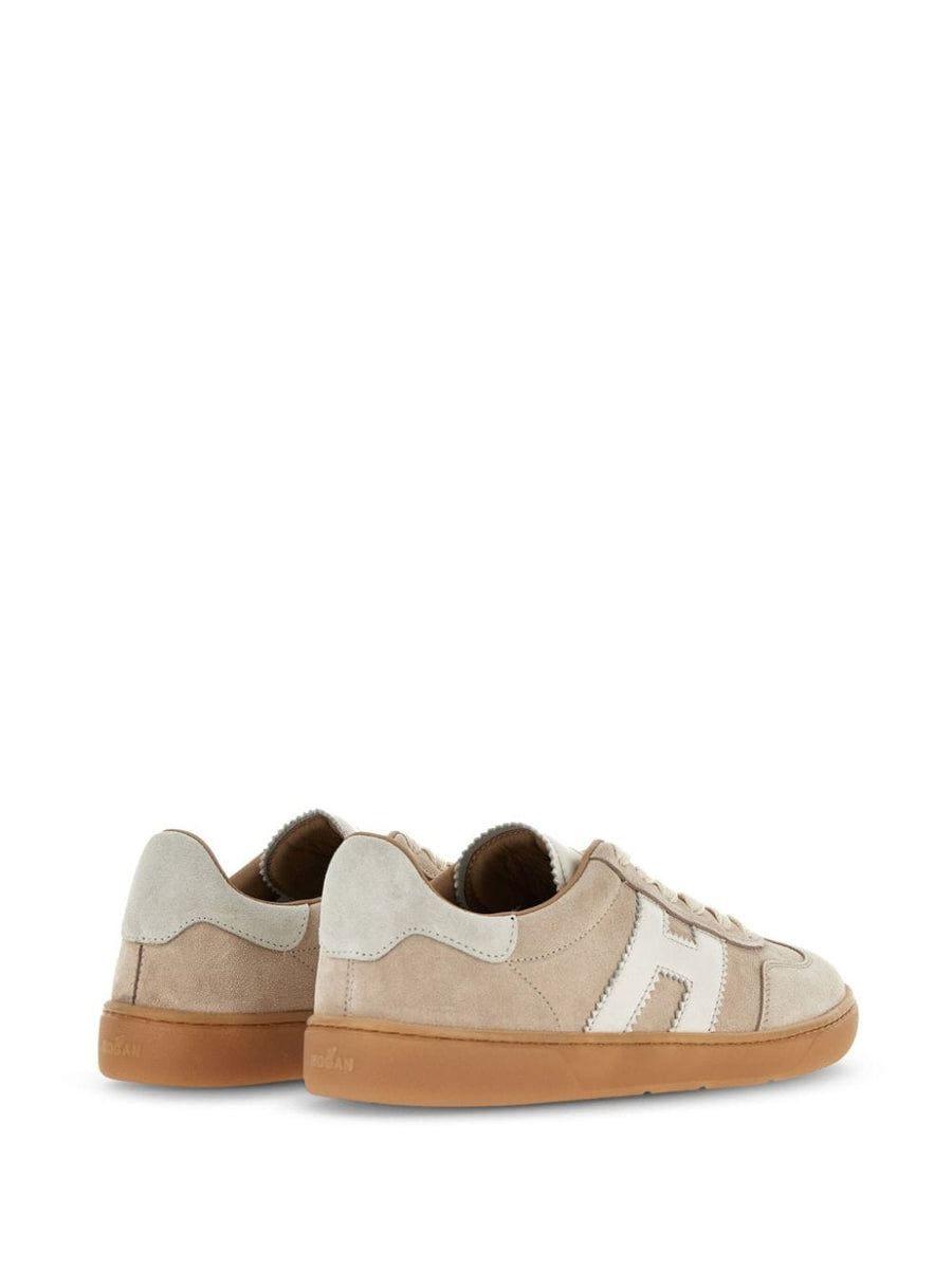 Hogan Beige Calf Leather Sneakers for Women Minimalist Luxury Everyday Comfort Durability