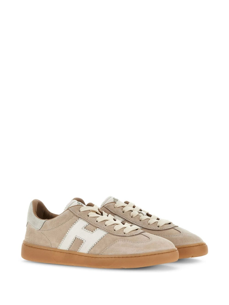 Hogan Beige Calf Leather Sneakers for Women Minimalist Luxury Everyday Comfort Durability