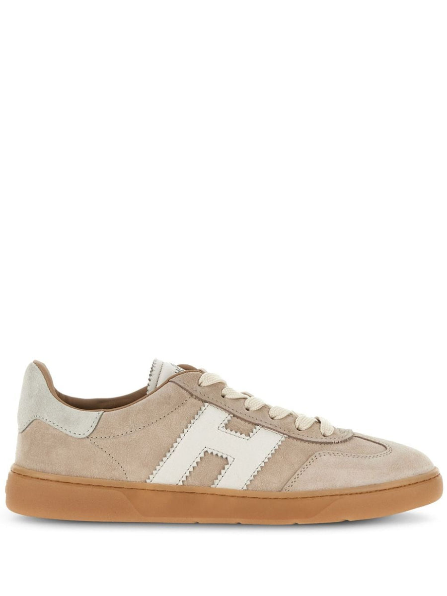 Hogan Beige Calf Leather Sneakers for Women Minimalist Luxury Everyday Comfort Durability