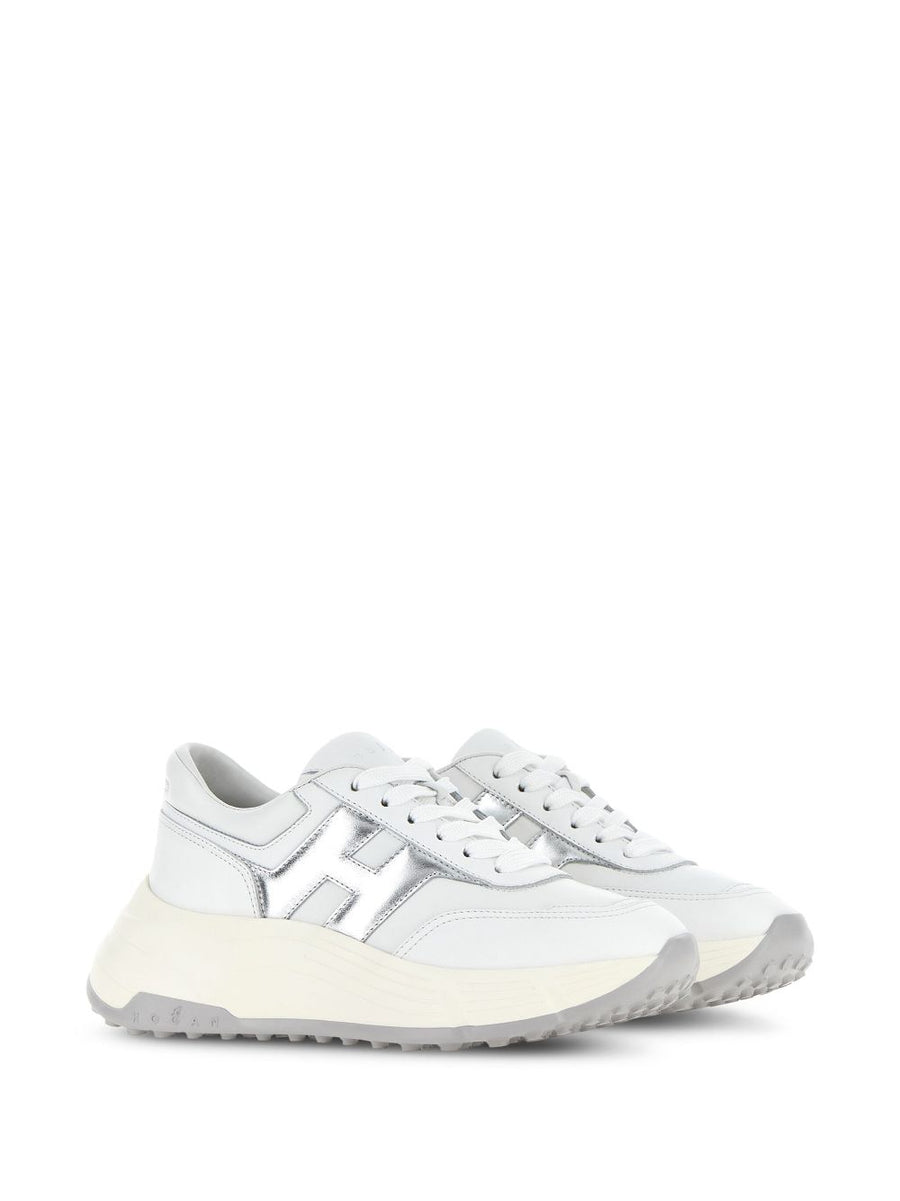 Hogan HiFi Leather Sneakers For Women White Calf Leather With Silver Logo Everyday Luxury Comfort