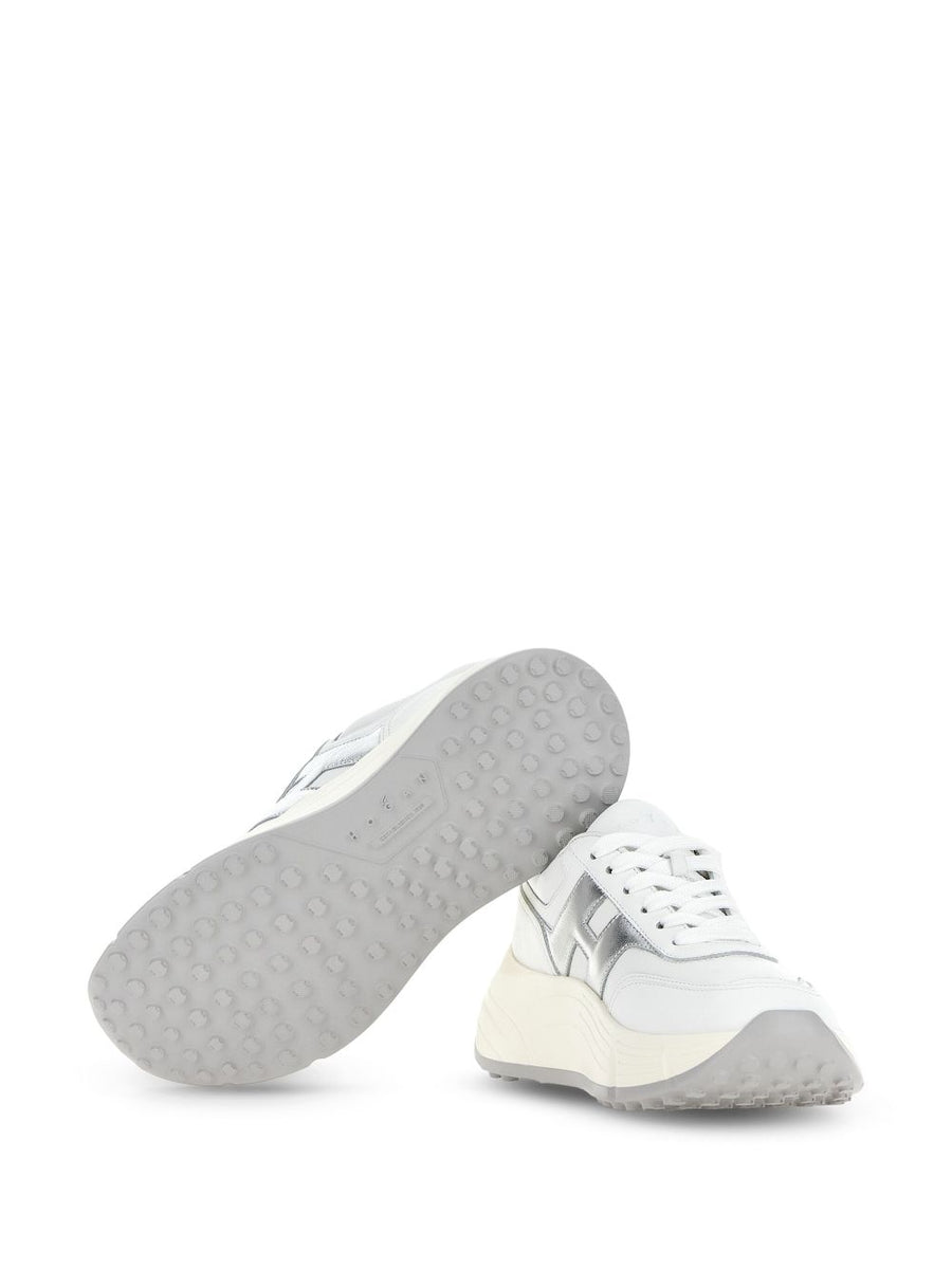 Hogan HiFi Leather Sneakers For Women White Calf Leather With Silver Logo Everyday Luxury Comfort