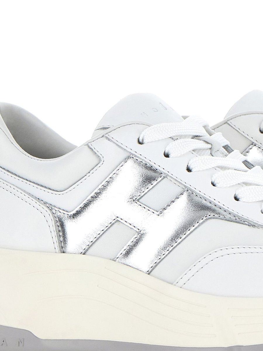 Hogan HiFi Leather Sneakers For Women White Calf Leather With Silver Logo Everyday Luxury Comfort