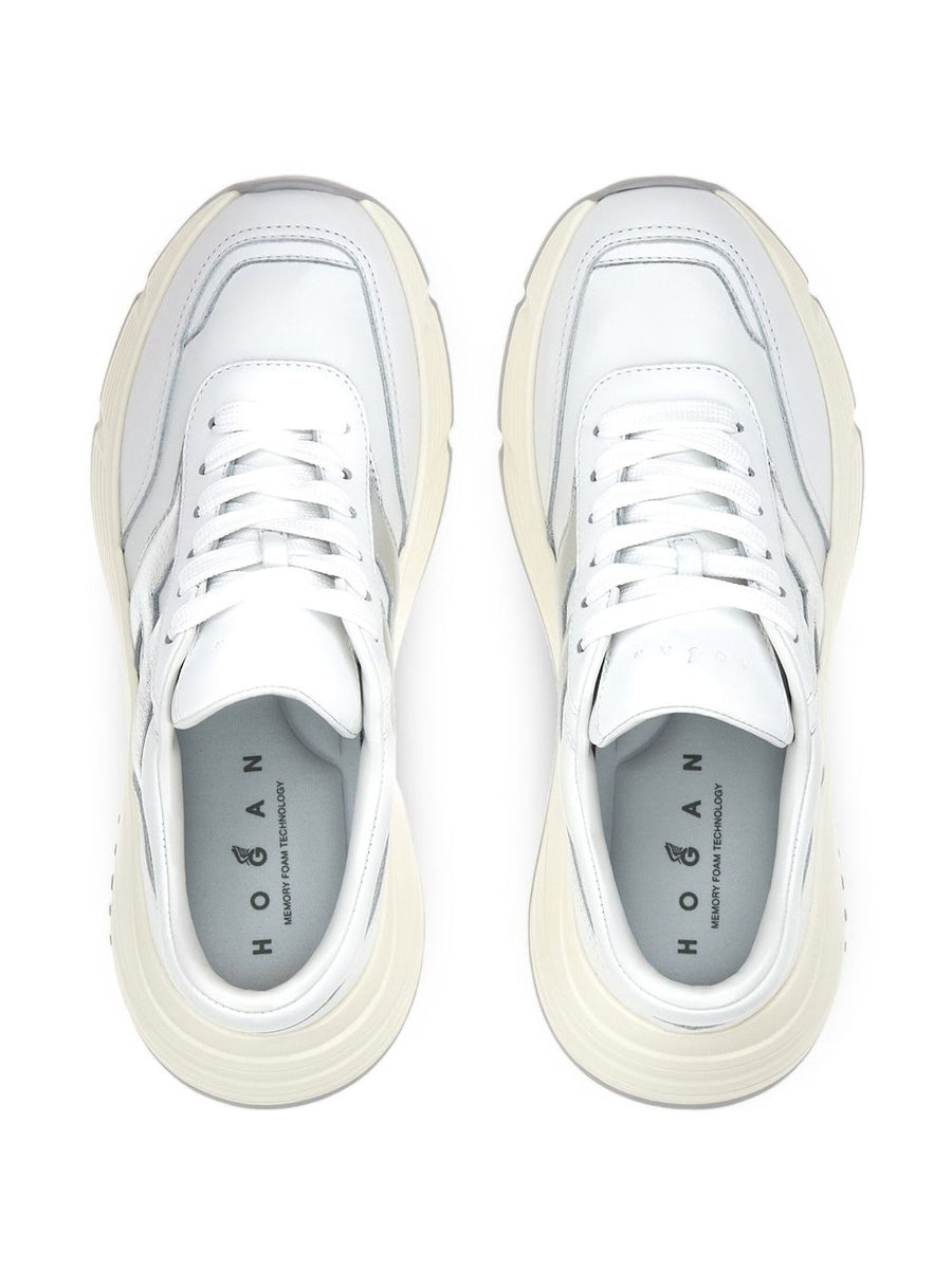 Hogan HiFi Leather Sneakers For Women White Calf Leather With Silver Logo Everyday Luxury Comfort