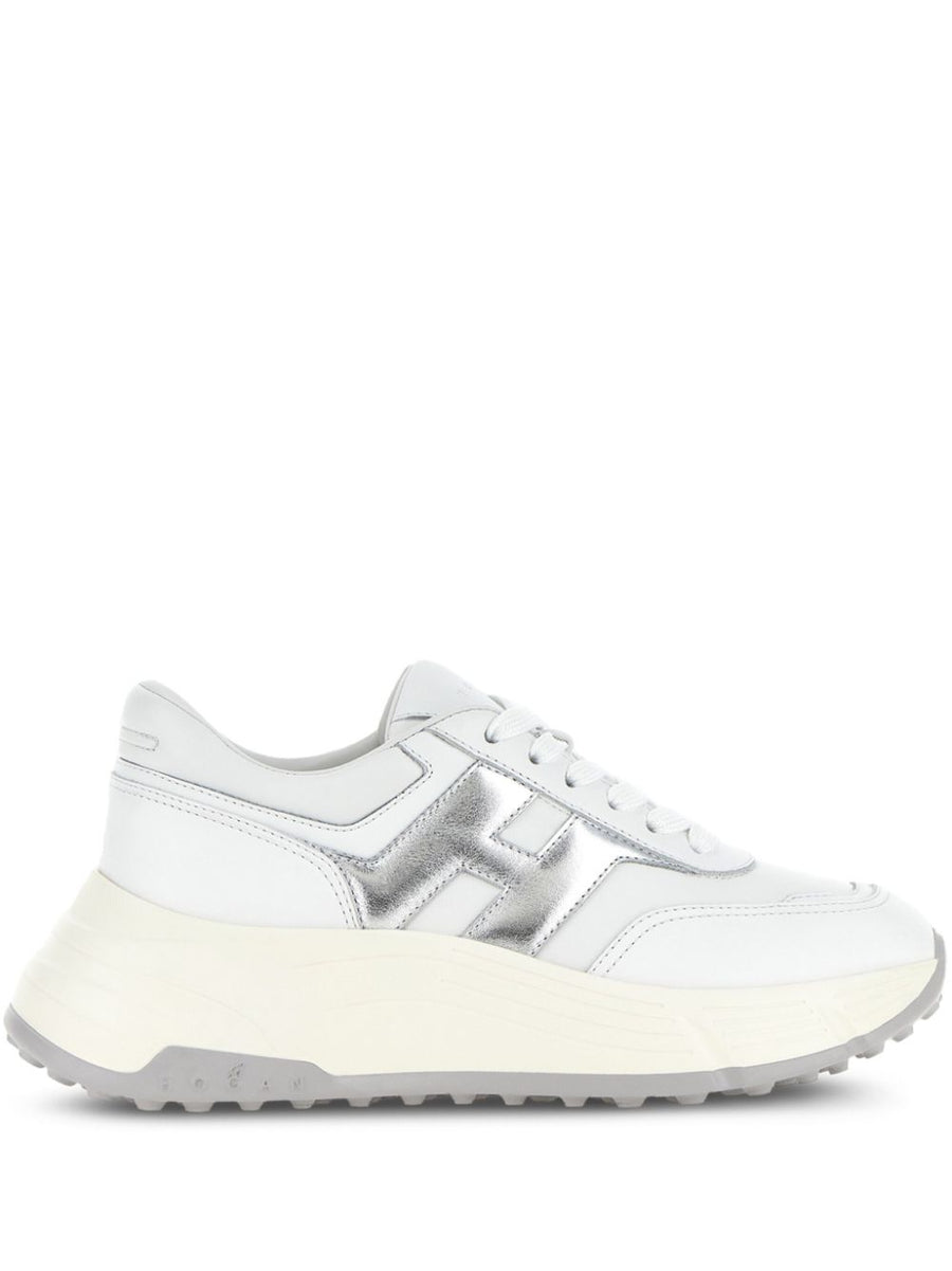 Hogan HiFi Leather Sneakers For Women White Calf Leather With Silver Logo Everyday Luxury Comfort