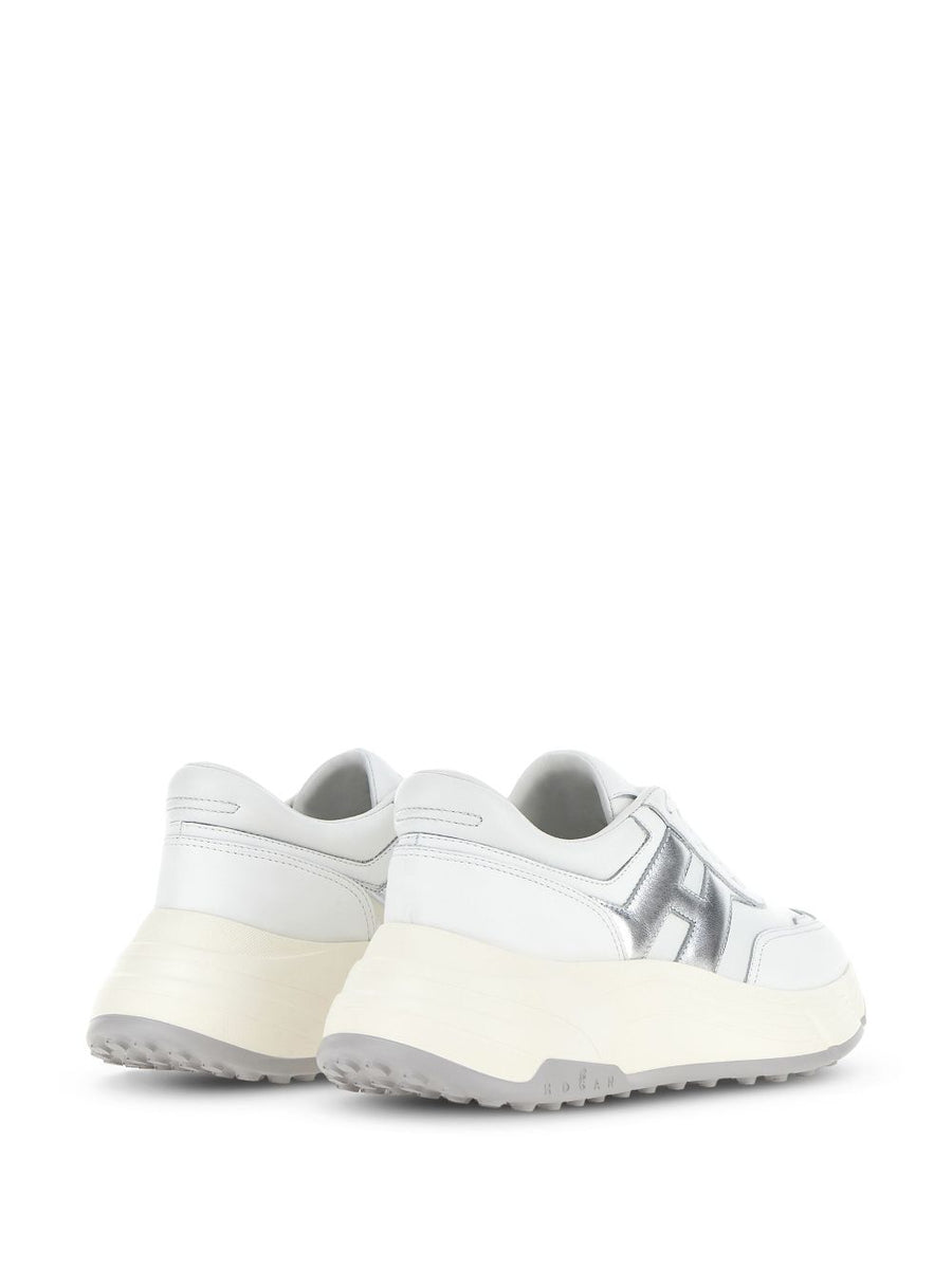 Hogan HiFi Leather Sneakers For Women White Calf Leather With Silver Logo Everyday Luxury Comfort