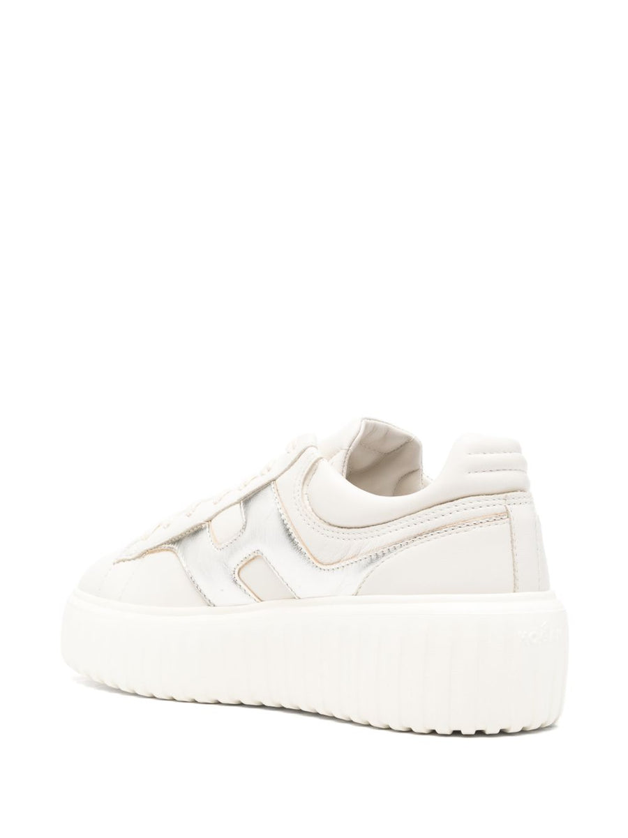 Hogan H Stripes Platform Sneakers Off White For Women Premium Calf Leather With Ridged Sole Luxury