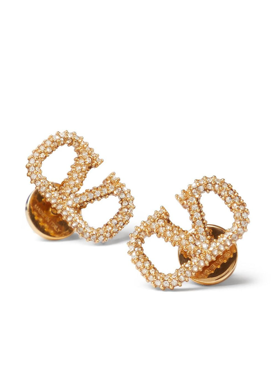 Valentino Garavani-Vlogo Signature Earrings In Metal And Swarovski® Crystals