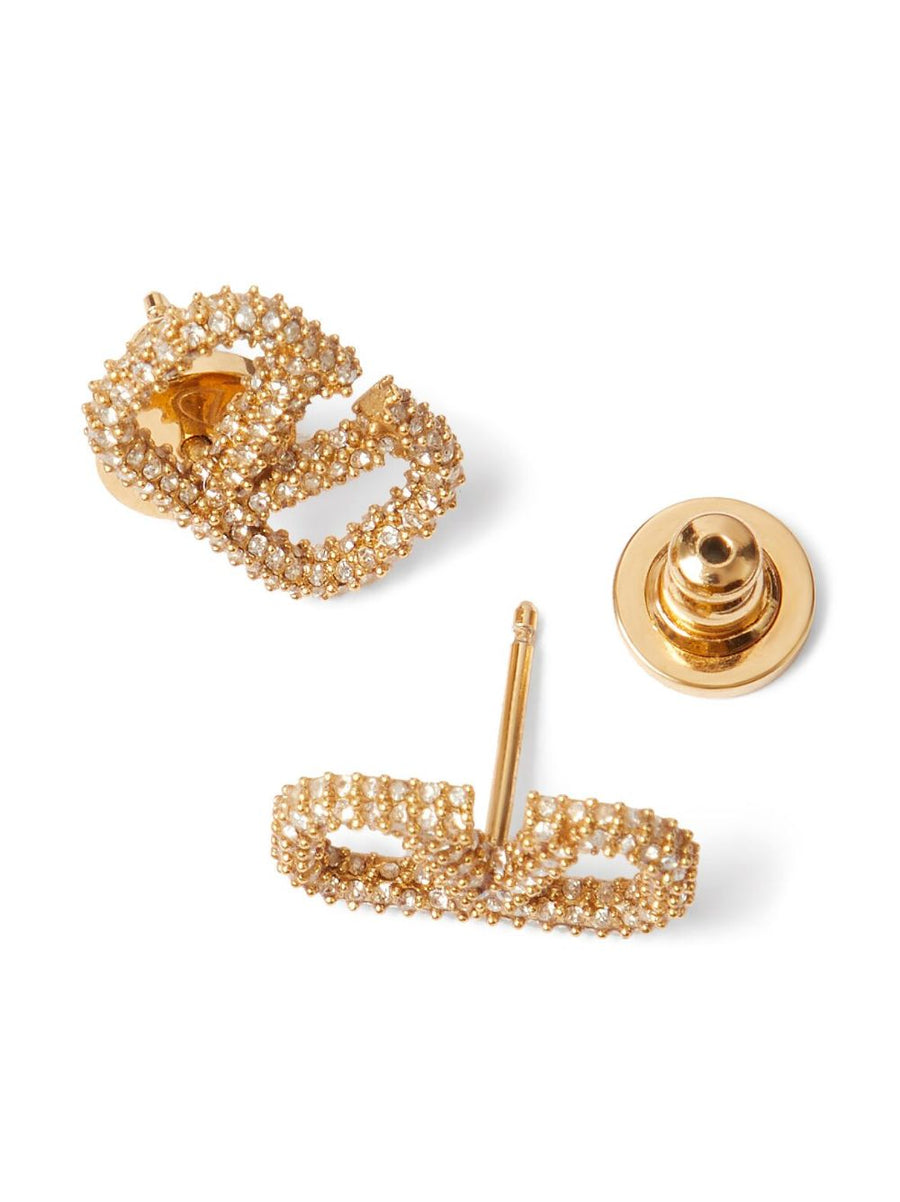 Valentino Garavani-Vlogo Signature Earrings In Metal And Swarovski® Crystals