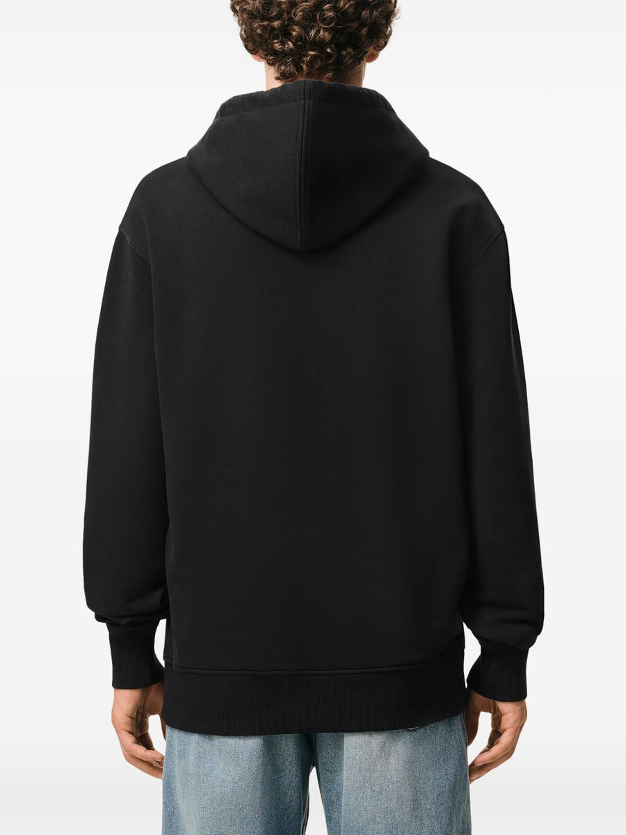 Ami Paris Ami De Coeur Cotton Hoodie For Men Black 100 Percent Cotton With Chest Embroidery