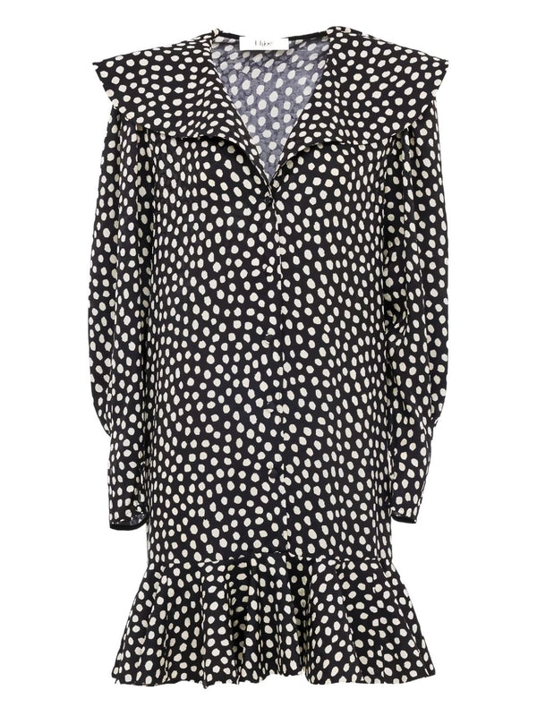 Chloé ChloÃ© V-neck long sleeves Dotted silk dress
