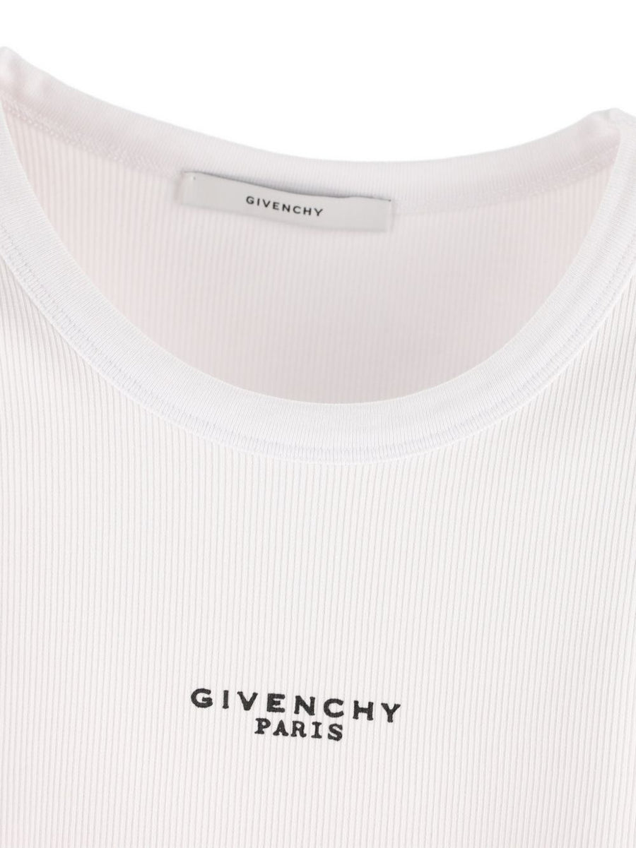 Givenchy Logo Cotton Tank Top For Women White Ribbed Knit Sleeveless Luxury Essential Versatile